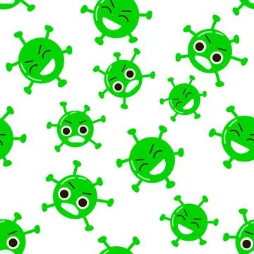 Seamless pattern with coronavirus evil characters. Vector Stock Illustration