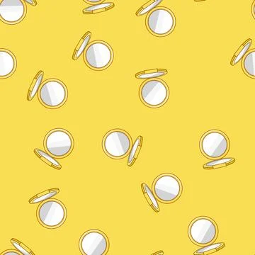 Seamless pattern cosmetic compact mirror cartoon vector Stock Illustration
