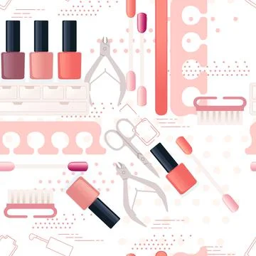 Seamless pattern of cosmetic items vector illustration on white background Stock Illustration