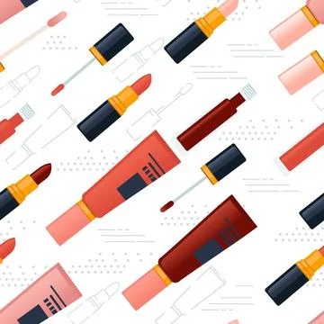 Seamless pattern of cosmetic items vector illustration on white background Stock Illustration