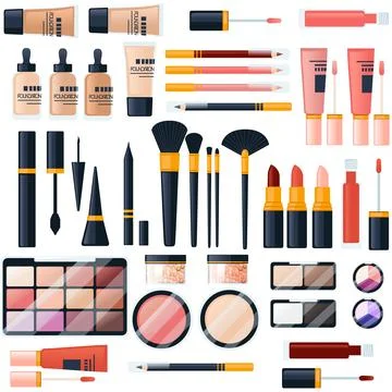 Seamless pattern of cosmetic items vector illustration on white background Stock Illustration