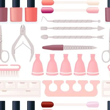 Seamless pattern of cosmetic items vector illustration on white background Stock Illustration