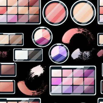 Seamless pattern of cosmetic items vector illustration on dark background Stock Illustration