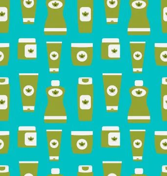 Seamless Pattern of Cosmetics Containers Stock Illustration