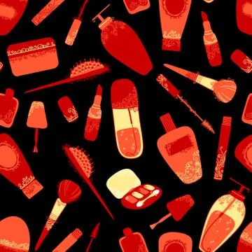 Seamless pattern of cosmetics. Illustrazione stock