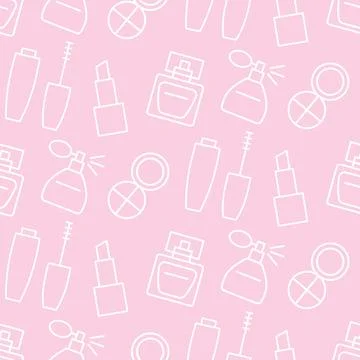 Seamless pattern with cosmetics products Stock Illustration