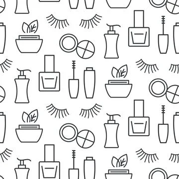 Seamless pattern with cosmetics products Illustrazione stock