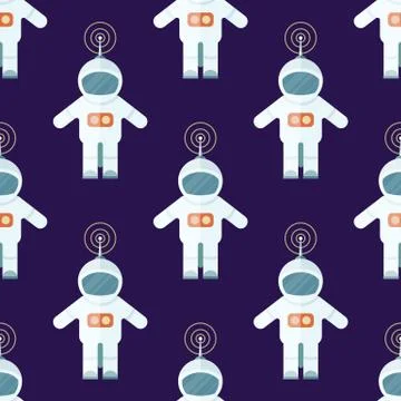 Seamless Pattern with Cosmonaut Suits Isolated Stock Illustration