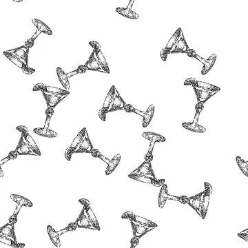 Seamless pattern cosmopolitan cocktail sketch hand drawn Stock Illustration