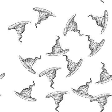 Seamless pattern costume witch hat sketch hand drawn Stock Illustration