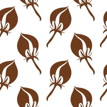 Seamless pattern with cotton buds and stem on a white background in line art Stock Illustration