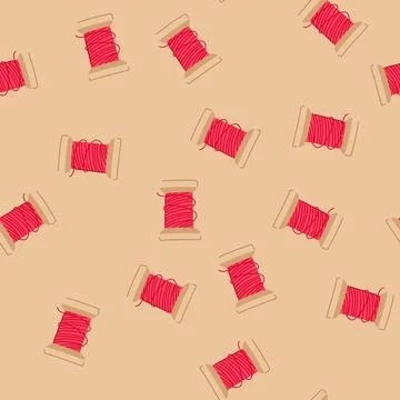 Seamless pattern cotton thread spool cartoon vector Stock Illustration