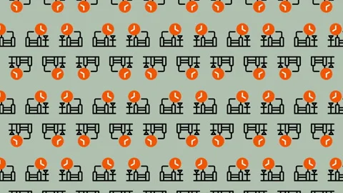 Seamless Pattern of Couch with People Icon for Backgrounds. Stock Footage 325404372