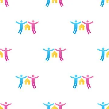 Seamless pattern with couple icons. Give love. Charity concept. Vector. Stock Illustration