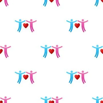 Seamless pattern with couple icons. Give love. Charity concept. Vector. Ilustração Stock