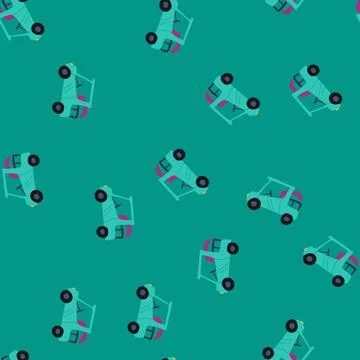 Seamless pattern course golf cart cartoon vector 스톡 일러스트