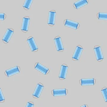Seamless pattern cover surgical mask cartoon vector Stock Illustration