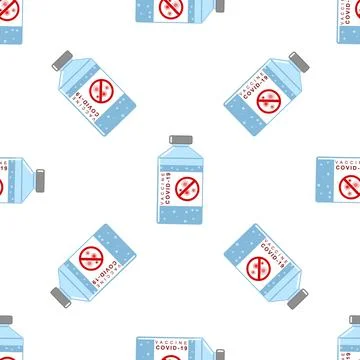 Seamless pattern of the COVID-19 Coronavirus Vaccine jar. Stock Illustration