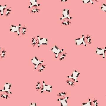 Seamless pattern cow hand puppet cartoon vector Stock Illustration