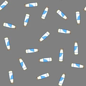 Seamless pattern cow milk bottle cartoon vector Stock Illustration