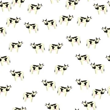 Seamless pattern cow on white background. Texture of farm animals for any pur Illustrazione stock