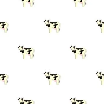 Seamless pattern cow on white background. Texture of farm animals for any pur Illustrazione stock
