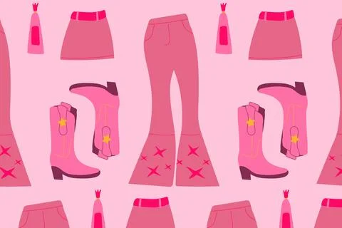 Seamless pattern with cowboy boots and pants Stock Illustration