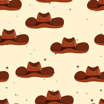 Seamless pattern with Cowboy hat on color background. Vector drawing Stock Illustration