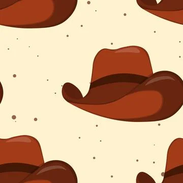 Seamless pattern with Cowboy hat on color background. Vector drawing Illustrazione stock