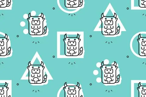 Seamless pattern with Cows Stock Illustration