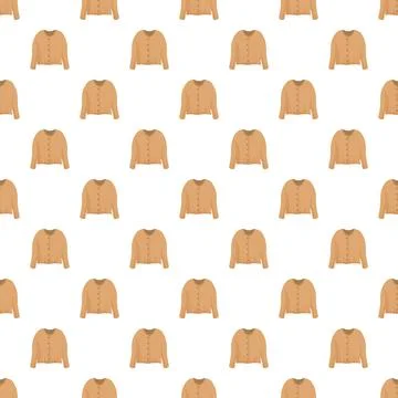Seamless pattern with cozy beige button down cardigan sweater イラスト素材