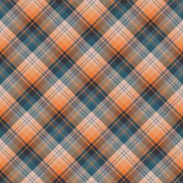 Seamless pattern in cozy gray, orange and dark blue colors for plaid, fabric, Illustrazione stock