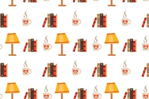 Seamless pattern with cozy interior with house plants. Vector illustration Stock Illustration