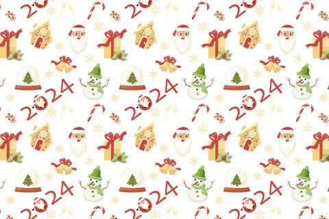 Seamless pattern. Cozy winter pattern with gingerbread cookies, gifts Illustrazione stock