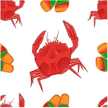 Seamless pattern crab and summer flip flops Stock Illustration