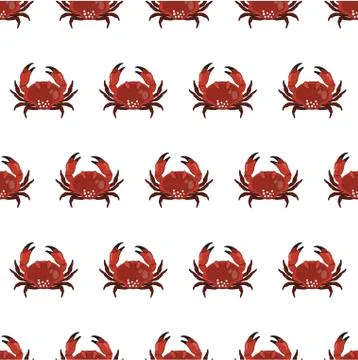 Seamless pattern with crab in cartoon style. Image for wrapping paper Stock Illustration