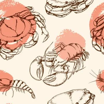 Seamless pattern with crab Stock Illustration