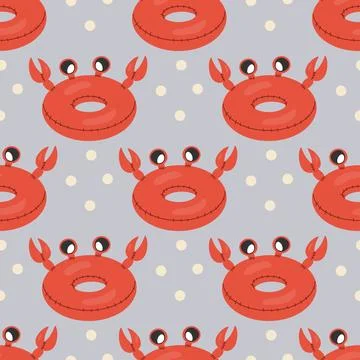 Seamless pattern, crab shaped swim lap, children's inflatable Stock Illustration