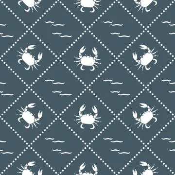 Seamless pattern with crabs and waves. Stockillustratie