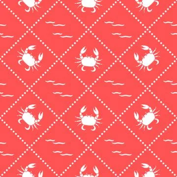 Seamless pattern with crabs and waves. Stockillustratie