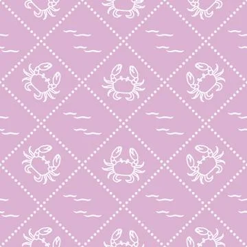 Seamless pattern with crabs and waves. Illustrazione stock