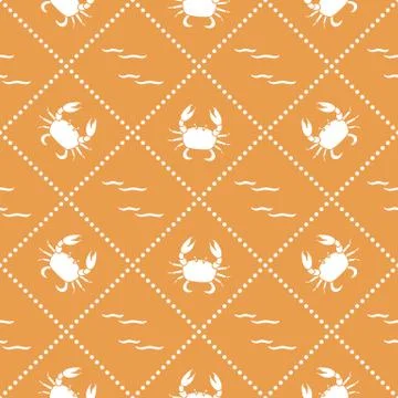 Seamless pattern with crabs and waves. Stockillustratie
