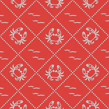 Seamless pattern with crabs and waves. Stockillustratie