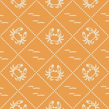Seamless pattern with crabs and waves. Illustrazione stock