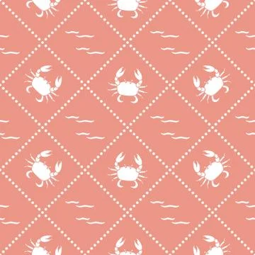 Seamless pattern with crabs and waves. Stockillustratie