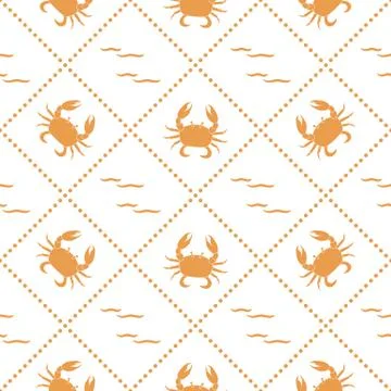 Seamless pattern with crabs and waves. Stockillustratie