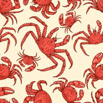 Seamless pattern with crabs. Design element for poster, card, banner, flyer.  Illustrazione stock