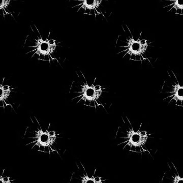 Seamless pattern with cracks on glass isolated on black background Stock Photos