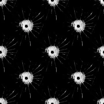 Seamless pattern with cracks on glass isolated on black background Stock Photos