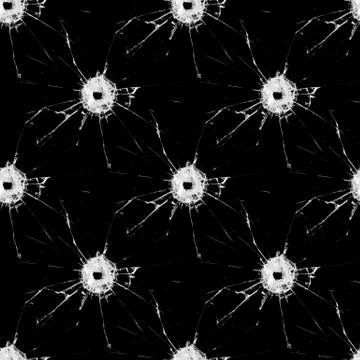 Seamless pattern with cracks on glass isolated on black background Stock Photos